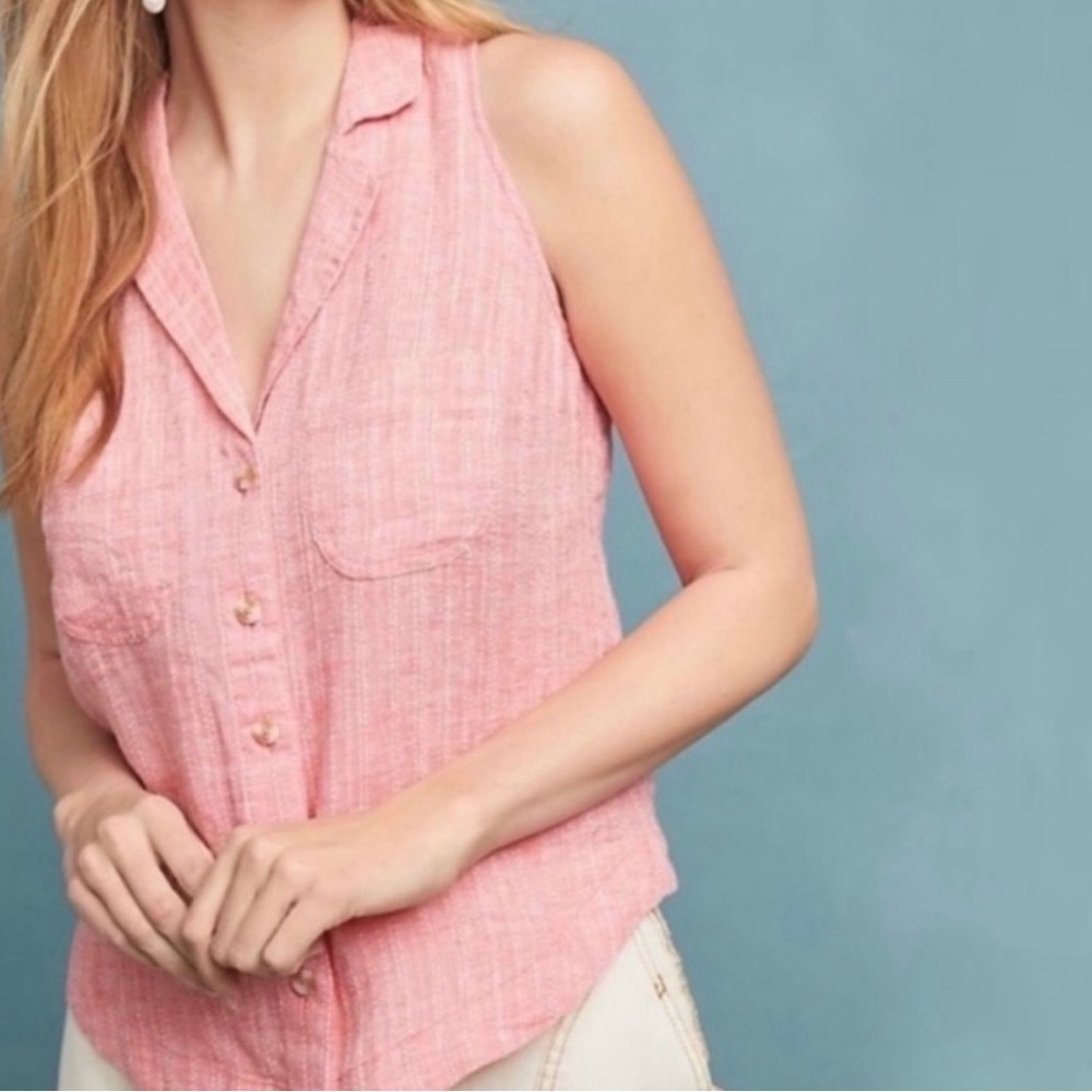 Anthropologie | Maeve Felicity Sleeveless Button
Front Linen Top Size Medium